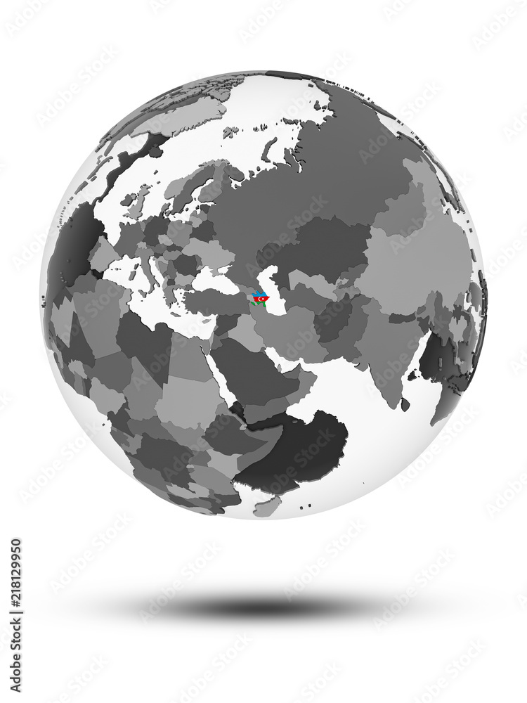 Azerbaijan on political globe isolated Azerbaijan on political globe isolated