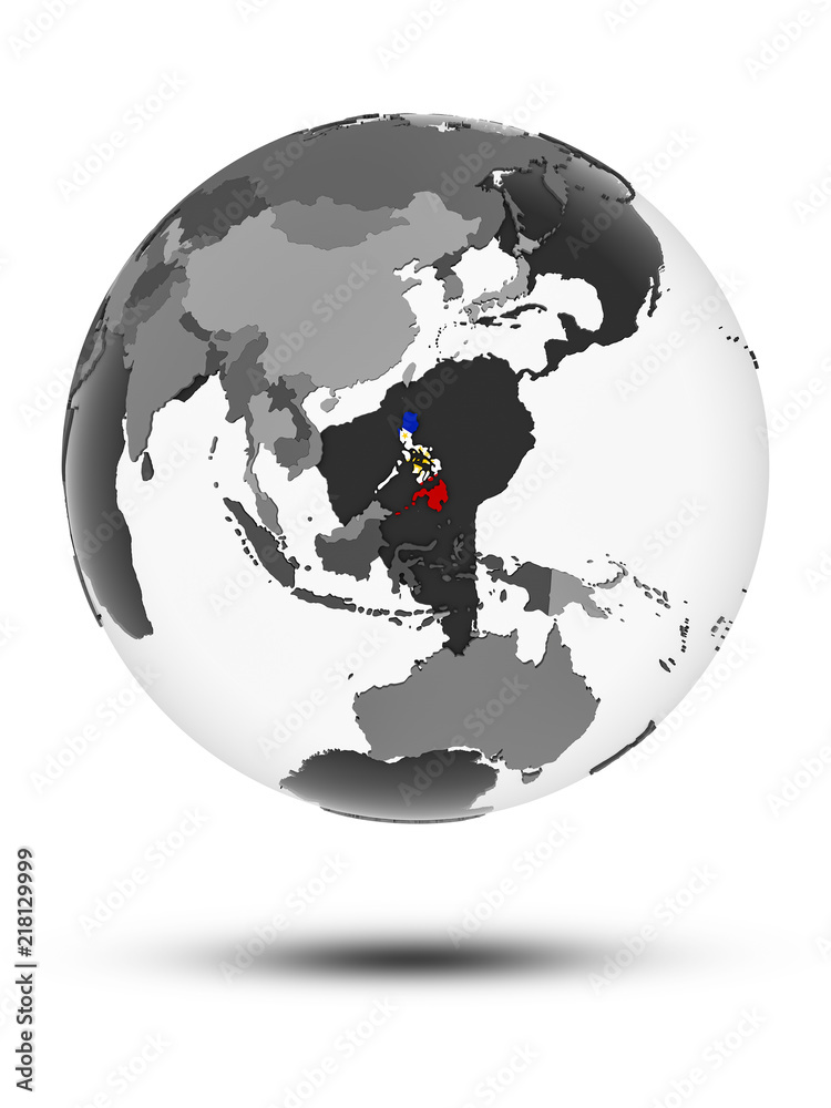 Obraz premium Philippines on political globe isolated