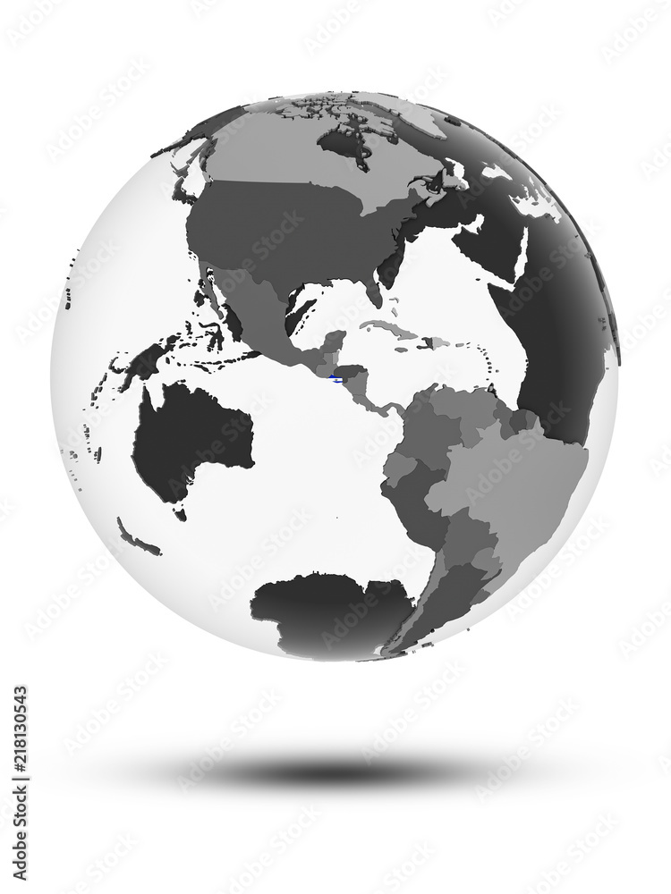 El Salvador on political globe isolated El Salvador on political globe isolated