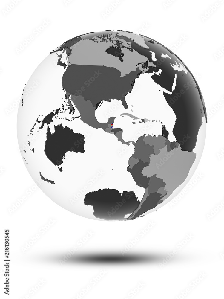 Fototapeta premium Belize on political globe isolated