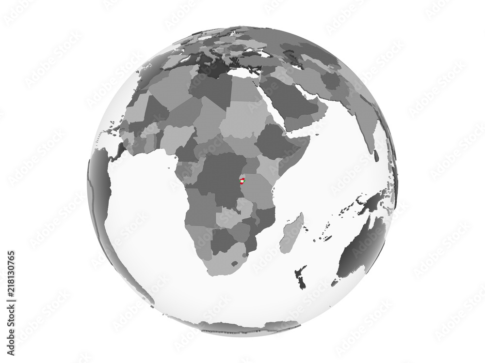 Burundi with flag on globe isolated Burundi with flag on globe isolated
