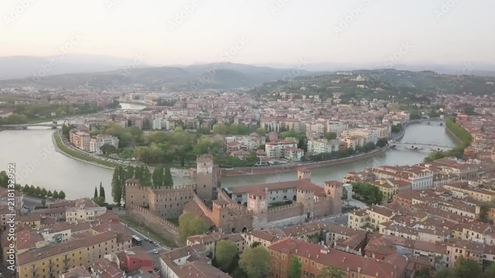 A Panorama of the skyline of Verona, Italy showing the Adige River and most historical buildings A Panorama of the skyline of Verona, Italy showing the Adige River and most historical buildings