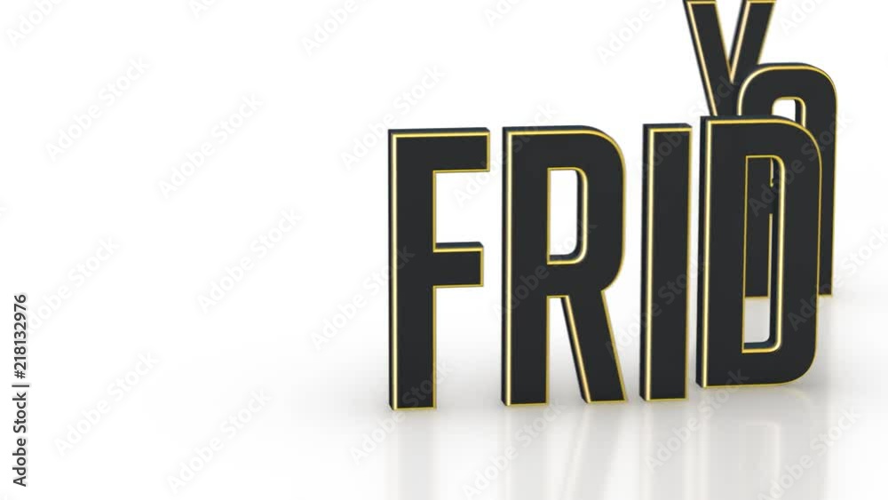 Friday text title - 3D animation intro