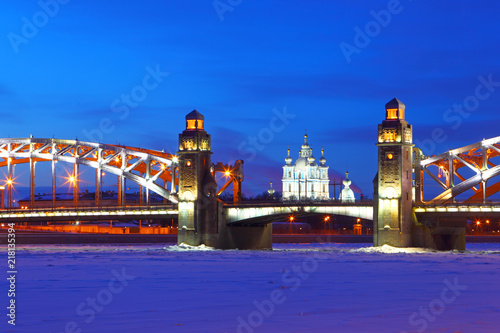 View Of St. Petersburg.Russia. Winter. Bolsheokhtinsky bridge