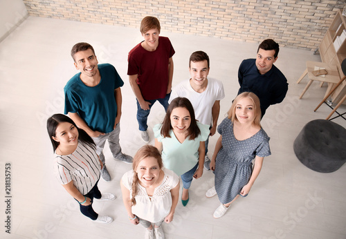 People standing together in...