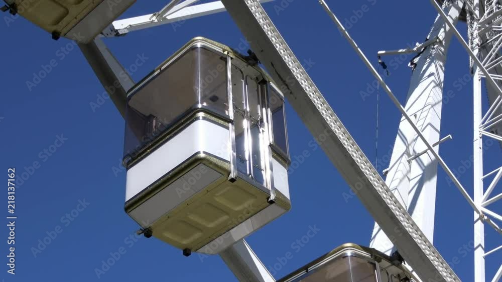 4K. Cabins of a ferris wheel that is standing. 4K. Cabins of a ferris wheel that is standing.