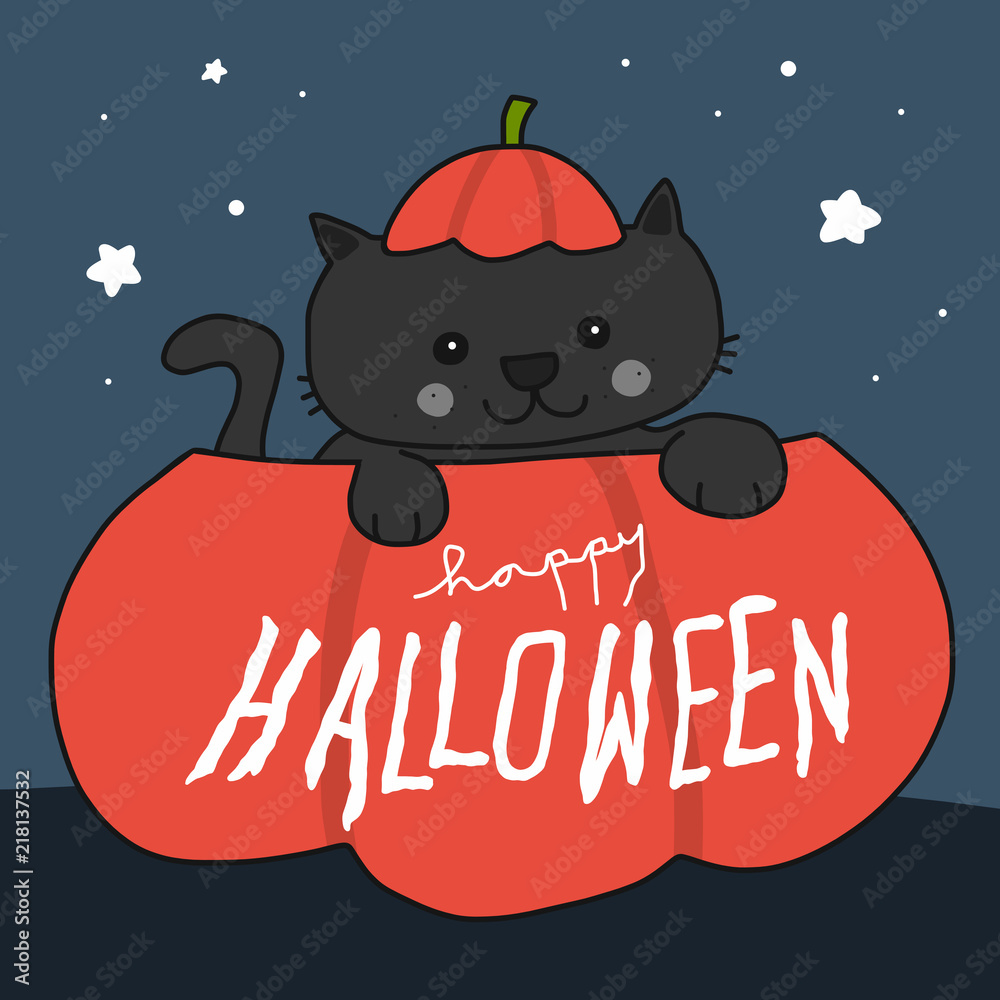 halloween black cat cartoon