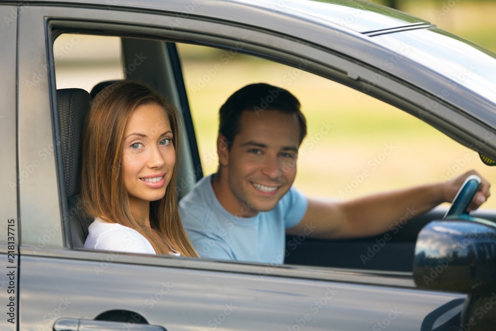Portrait of a Couple in a Car Portrait of a Couple in a Car
