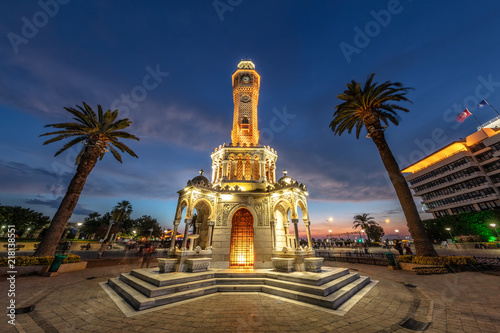 Historical Clock Tower of IzmirTurkey. The famous clock tower became the symbol of Izmir photo