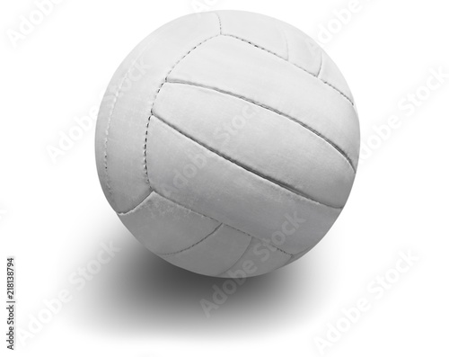 White volleyball ball, close up on white background