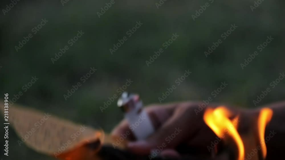 Letter Burning becoming Ash. High Flames. SLOWMOTION