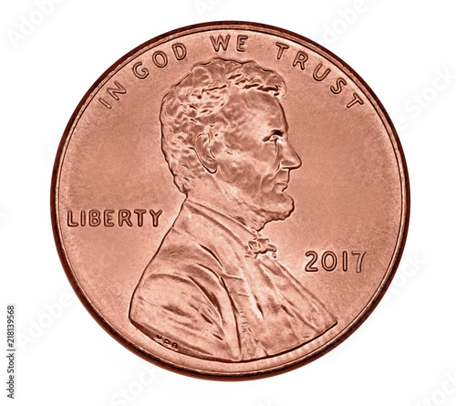 Canvastavla American one cent coin with President Lincoln