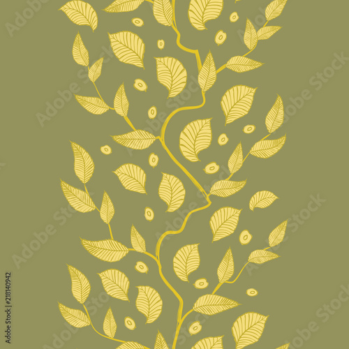 Vector vertical ornament with stylized tree branches for season design.