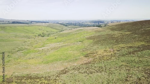 Panoramic view of landscape in Dartmoor National Park England. photo