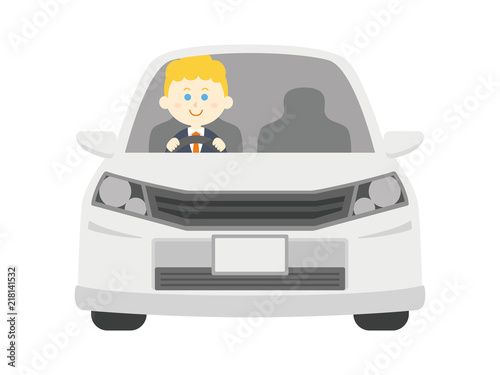 運転する白人男性のイラスト