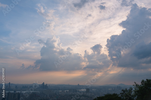 Seoul after rain at sunset