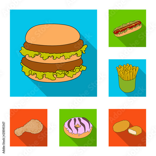 Fast food flat icons in set collection for design.Food from semi-finished products vector symbol stock web illustration.