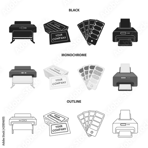 Printer, credit card, color palette.Typography set collection icons in black,monochrome,outline style vector symbol stock illustration web.
