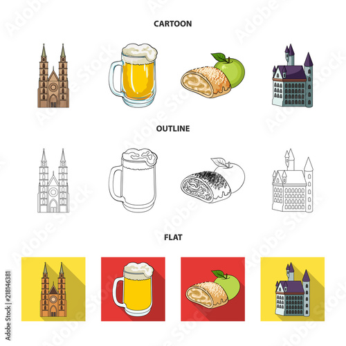Country Germany cartoon,outline,flat icons in set collection for design. Germany and landmark vector symbol stock web illustration.