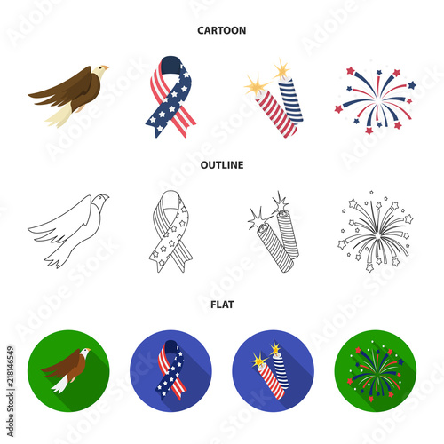 American eagle, ribbon, salute. The patriot day set collection icons in cartoon,outline,flat style vector symbol stock illustration web.
