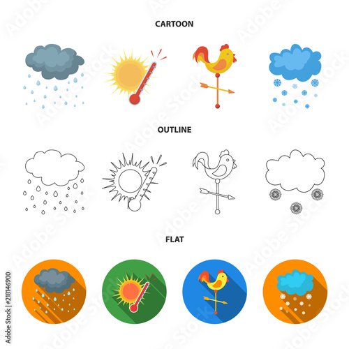 Rain, snow, heat, weathervane. The weather set collection icons in cartoon,outline,flat style vector symbol stock illustration web.