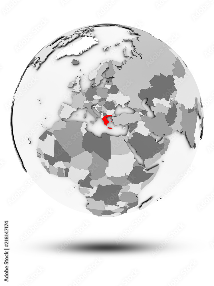 Greece on political globe isolated Greece on political globe isolated