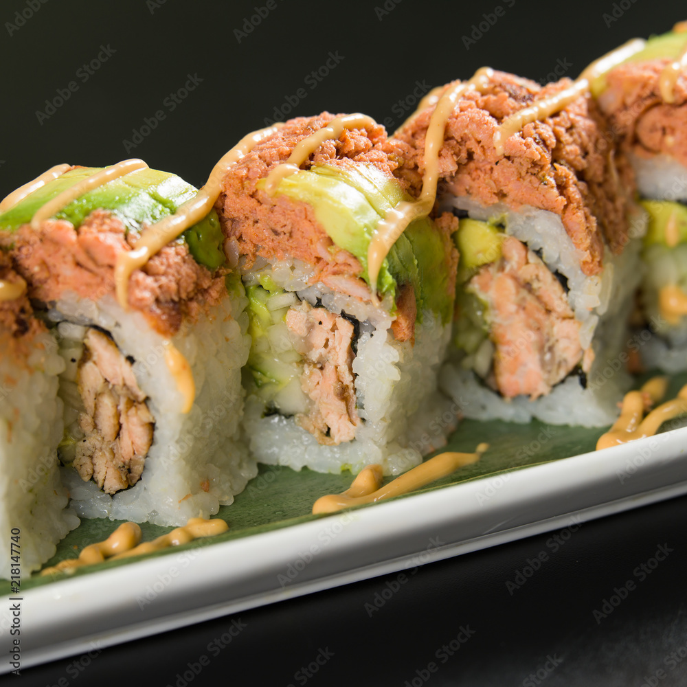 Sushi on a white plate Sushi on a white plate