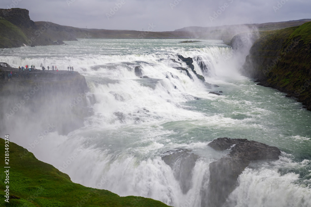View of Gullfoss waterfall ,Iceland summer.