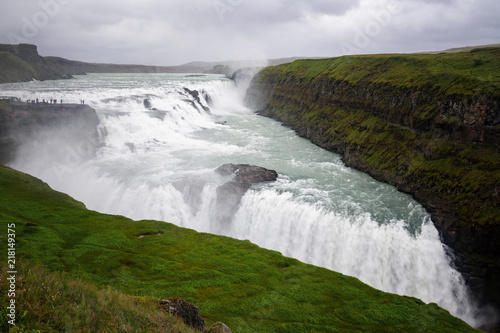 View of Gullfoss waterfall  Iceland summer.