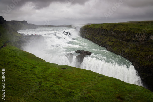 View of Gullfoss waterfall  Iceland summer.