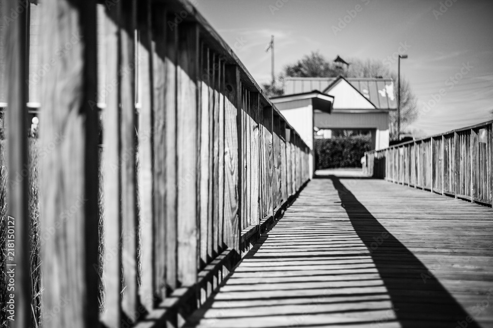 Wooden dock railing in Georgetown, South Carolina Wooden dock railing in Georgetown, South Carolina