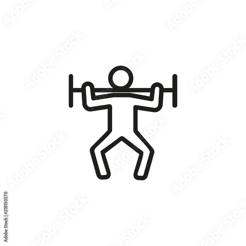 Man lifting barbell line icon. Weightlifting, bodybuilding, strength training. Exercise concept. Vector illustration can be used for topics like sport, healthy lifestyle, fitness