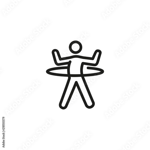 Man spinning hula hoop line icon. Dancing, gym, training. Exercise concept. Vector illustration can be used for topics like sport, healthy lifestyle, fitness