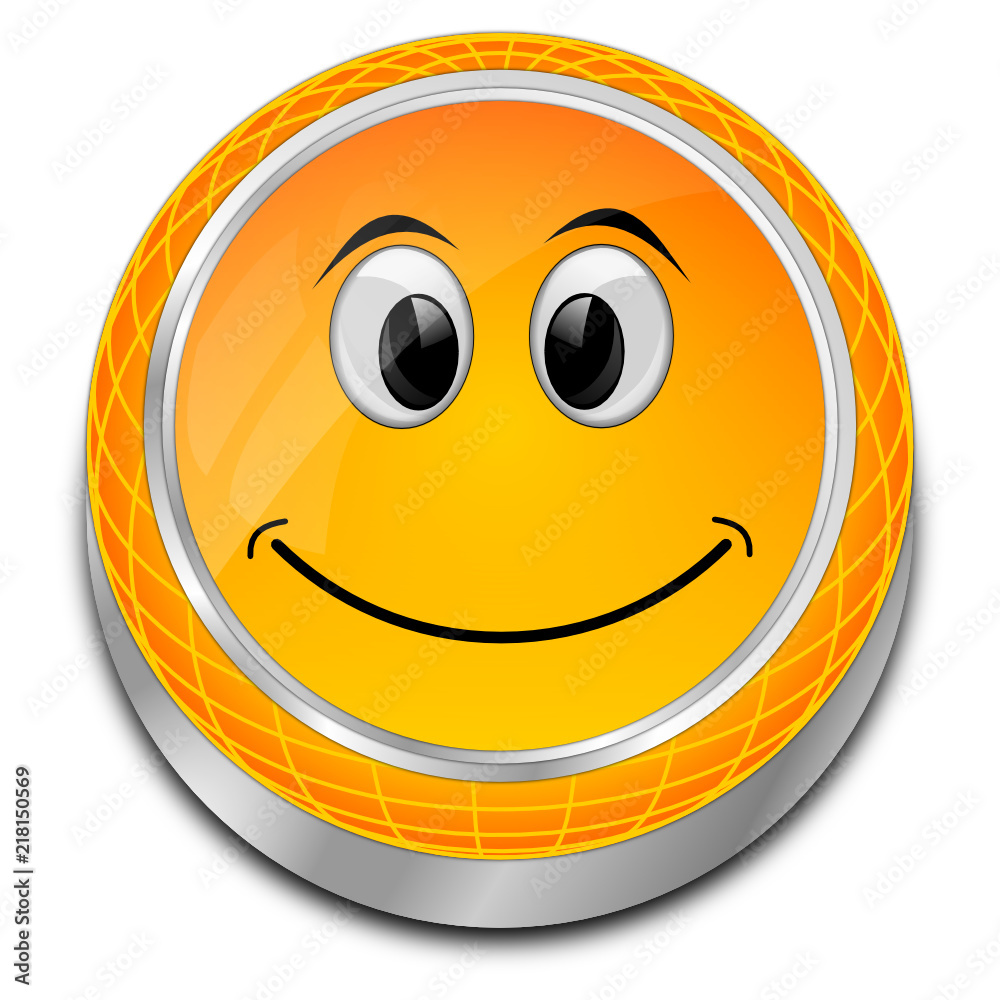Fototapeta premium Button with smiling face - 3D illustration