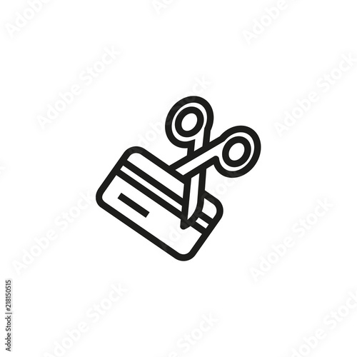 Scissors cutting credit card line icon. Debt, expired credit card, loan. Credit card concept. Vector illustration can be used for topics like banking, shopping, money