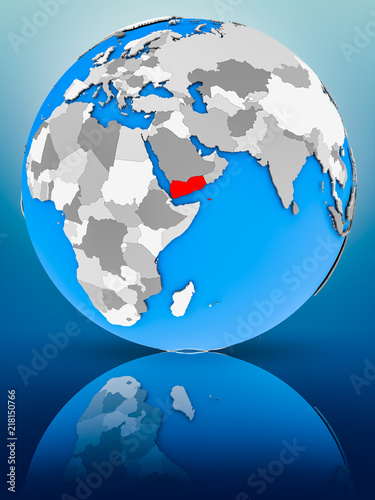 Yemen on political globe