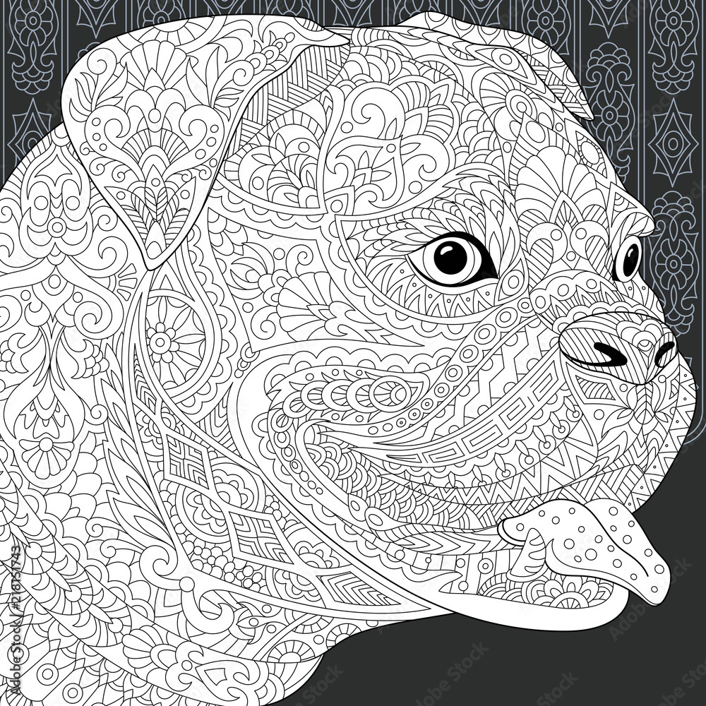 Fototapeta premium Bulldog coloring book page