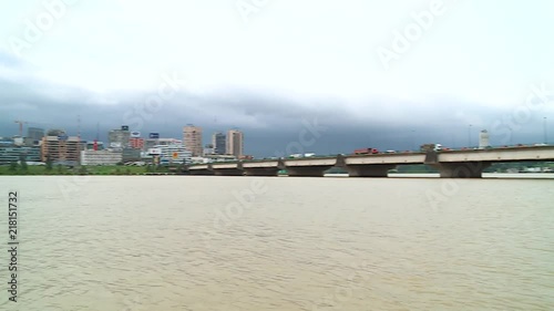 Pan between Charles de Gaulle bridge and the plateau district, Plateau is the central business district of Abidjan, Ivory Coast. It is one of the ten urban communes of the city. photo