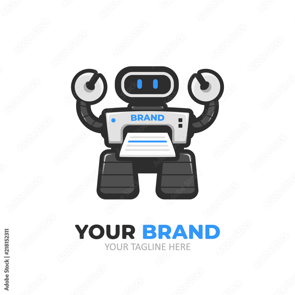 Robot tank printer character mascot logo icon illustration sticker cartoon  style Stock Vector | Adobe Stock