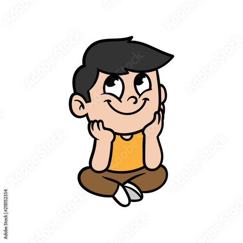 Cartoon Dreamy Boy Illustration