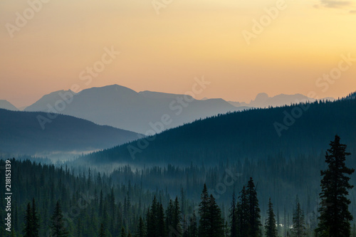 Break of Dawn With Mountain Silhouette in Banff National Park