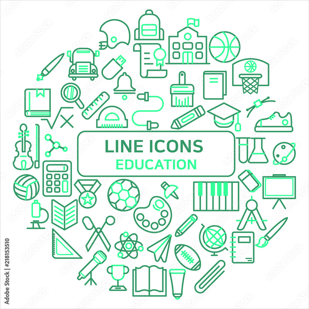 Education Outline Icons Set