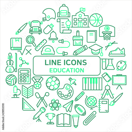 Education Outline Icons Set