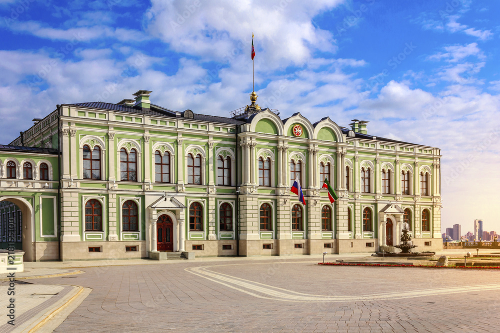 Administrative building of the Kazan Kremlin complex in Tatarstan, Russia.