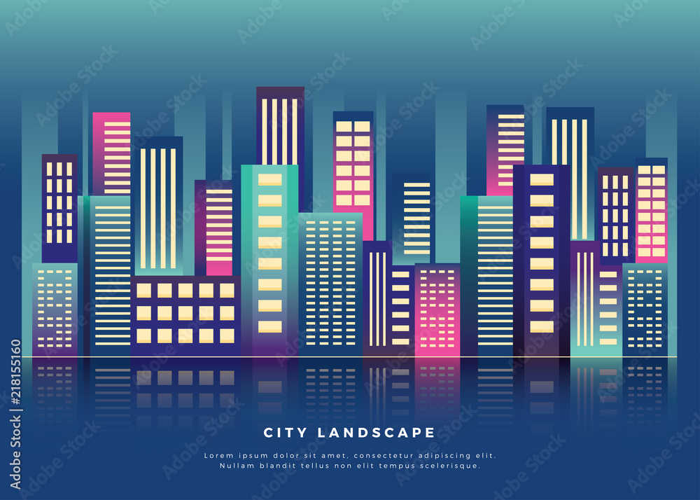 Vector Illustration : Night city background