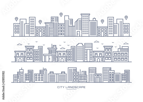Vector Illustration : Thin line City and City Location
