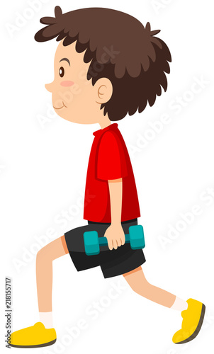 Boy doing weighted lunges