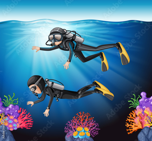 Scuba diving in the ocean