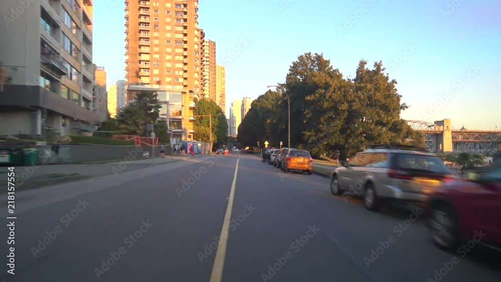 Driving down beach avenue in Vancouver, west end. Driving down beach avenue in Vancouver, west end.