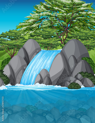 A beautiful waterfall landscape